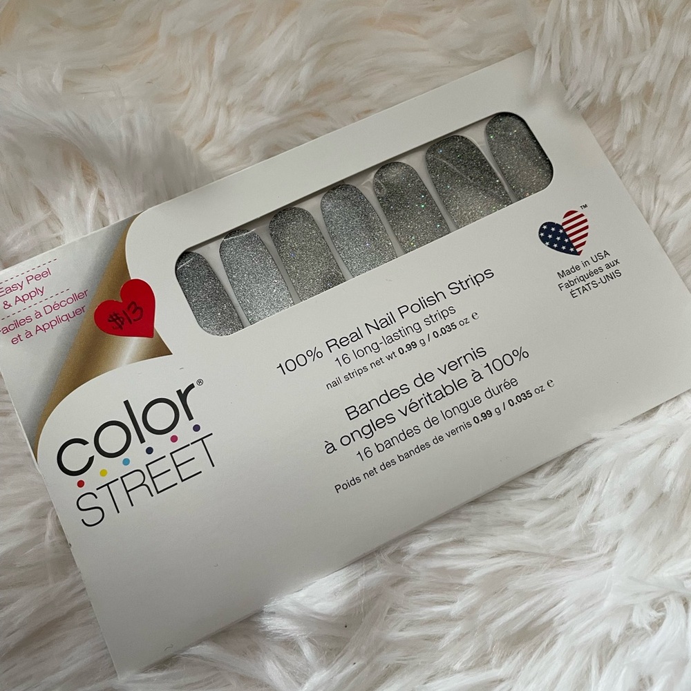 Color Street Light Year dark silver glitter nail polish strips